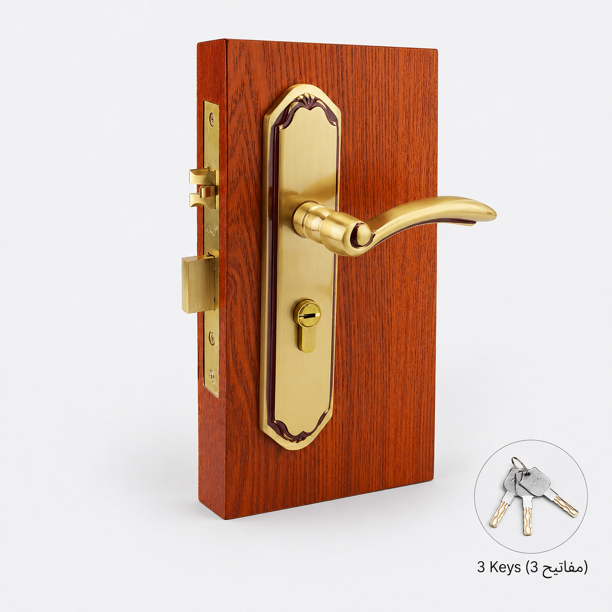 Door Locks, Levers & Stops T6001 in Solid brass for doors and door hardware projects, product number T6001, T6001 - Rose gold - Right opening