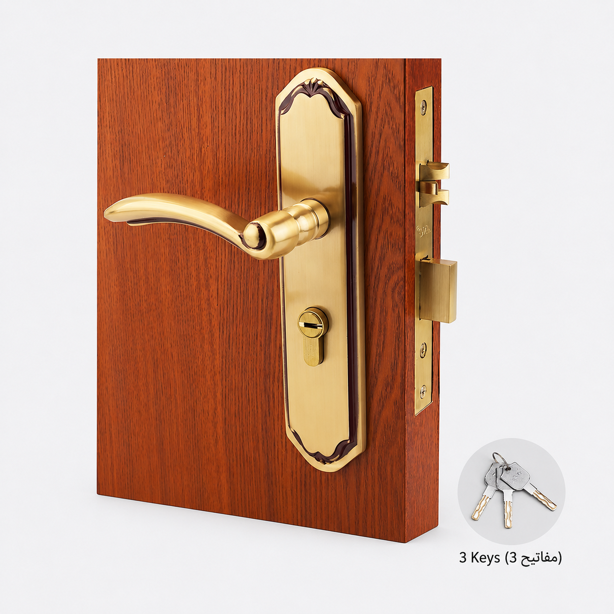Door Locks, Levers & Stops T6001 in Solid brass for doors and door hardware projects, product number T6001, T6001 - Rose gold - Left opening
