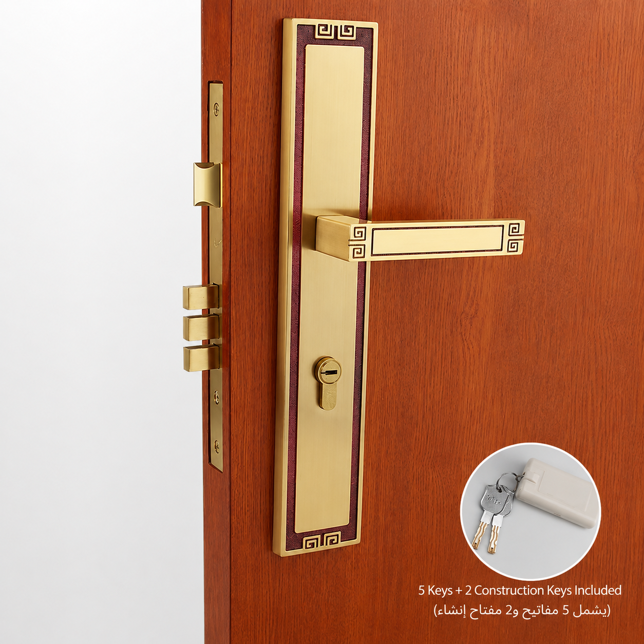 Door Locks, Levers & Stops T6002 in Solid brass for doors and door hardware projects, product number T6002, T6002 - Rose gold - Right opening