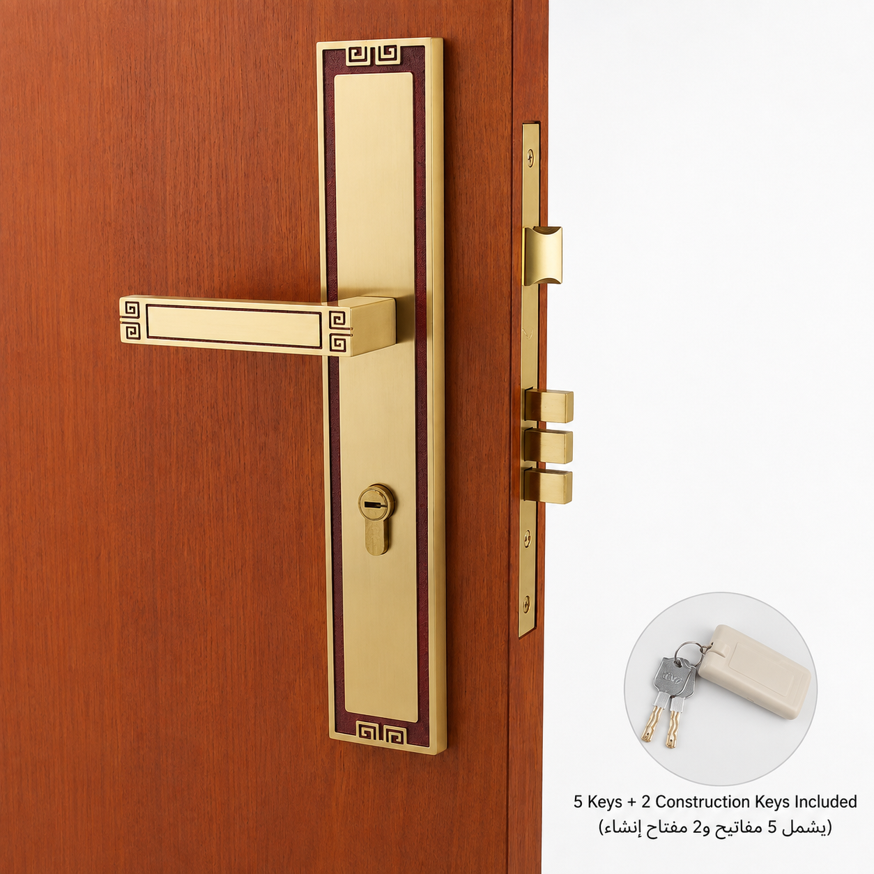 Door Locks, Levers & Stops T6002 in Solid brass for doors and door hardware projects, product number T6002, T6002 - Rose gold - Left opening