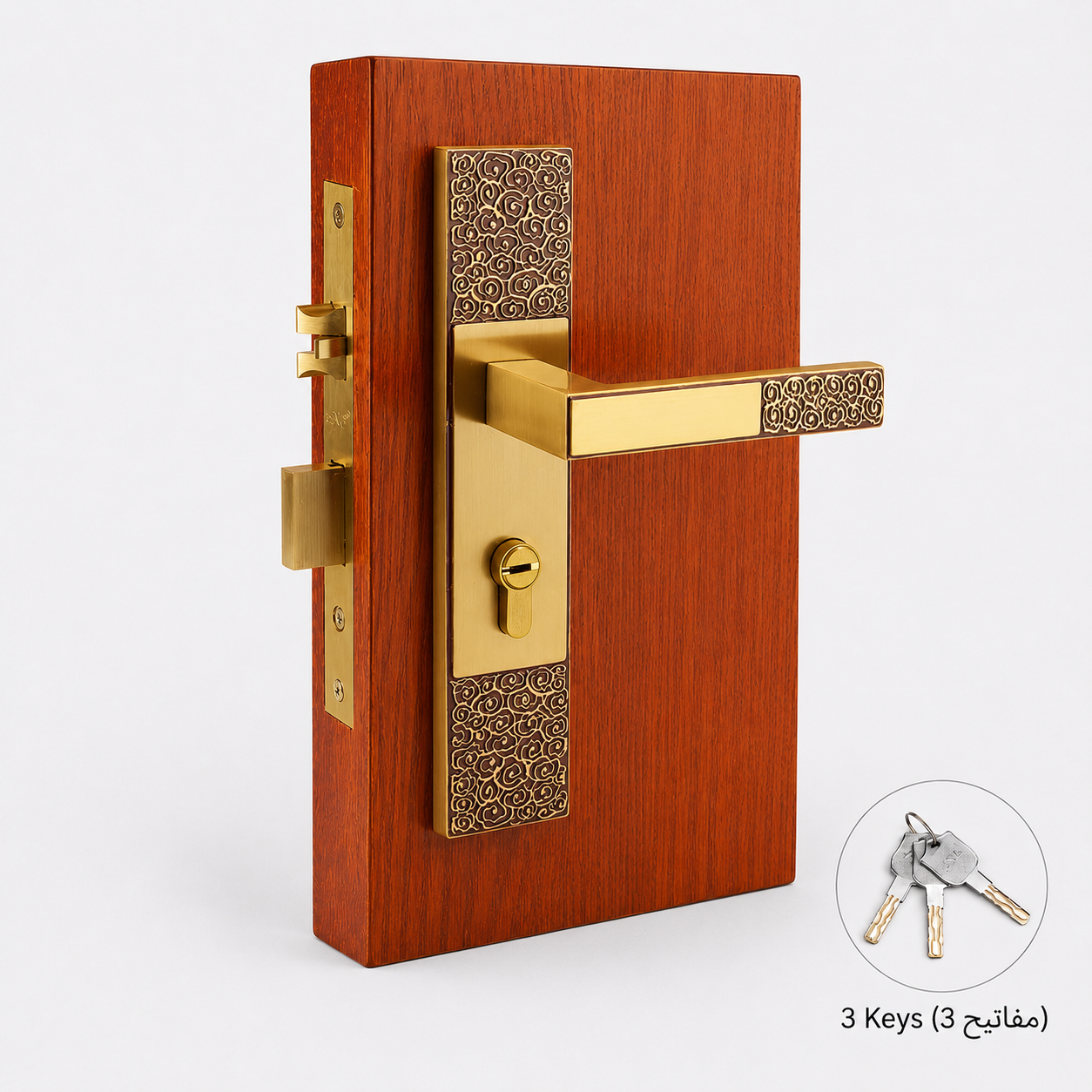 Door Locks, Levers & Stops T6003 in Solid brass for doors and door hardware projects, product number T6003, T6003 - Rose gold - Right opening