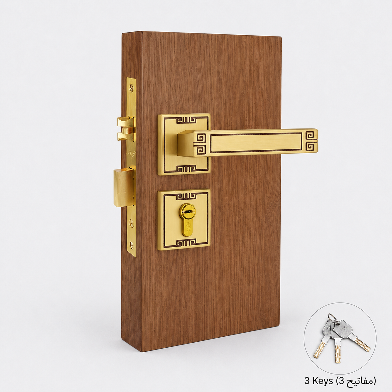 Door Locks, Levers & Stops T6006 in Solid brass for doors and door hardware projects, product number T6006, T6006 - Rose gold - Right opening