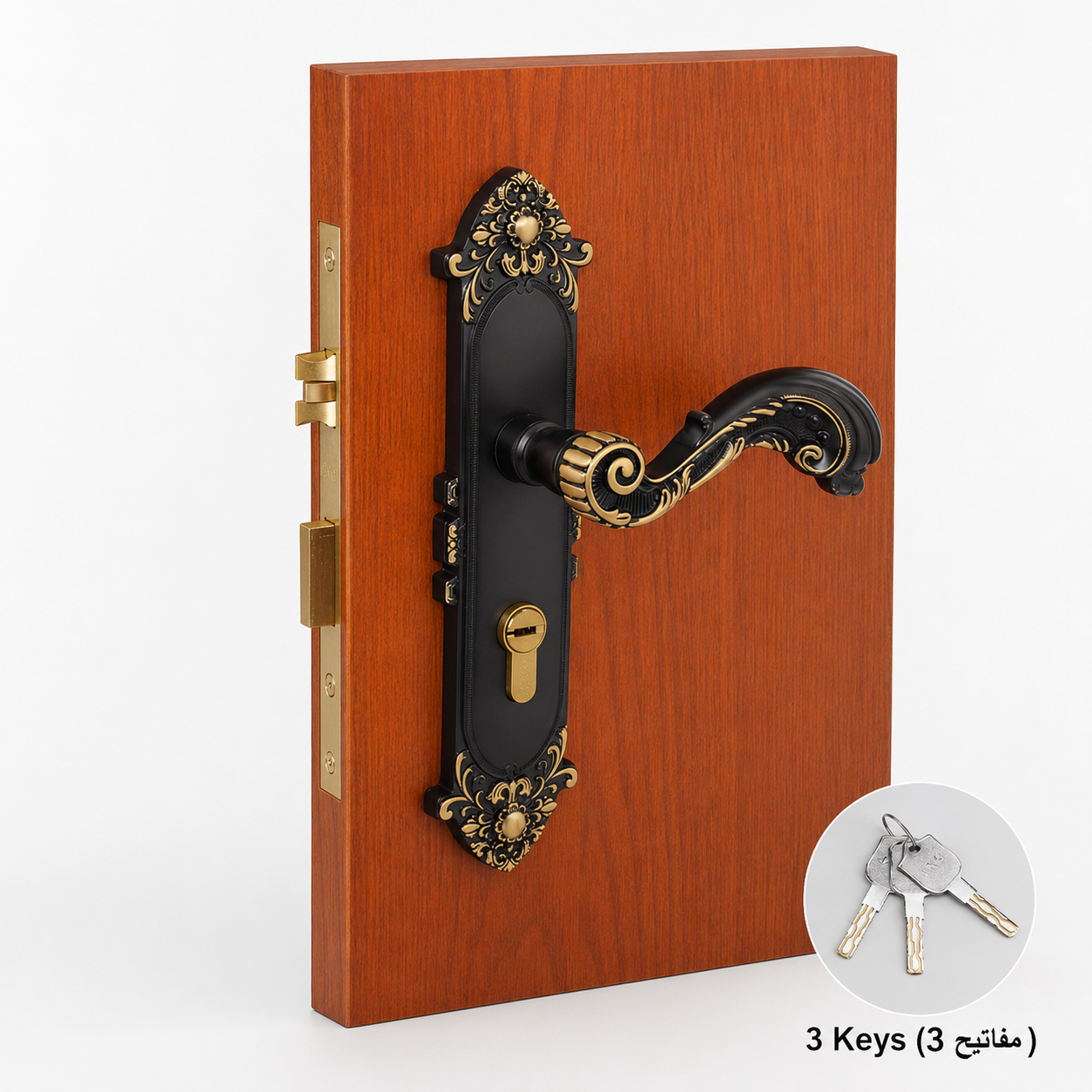 Door Locks, Levers & Stops T6008 in Solid brass for doors and door hardware projects, product number T6008, T6008 - Black antique bronze - Right opening