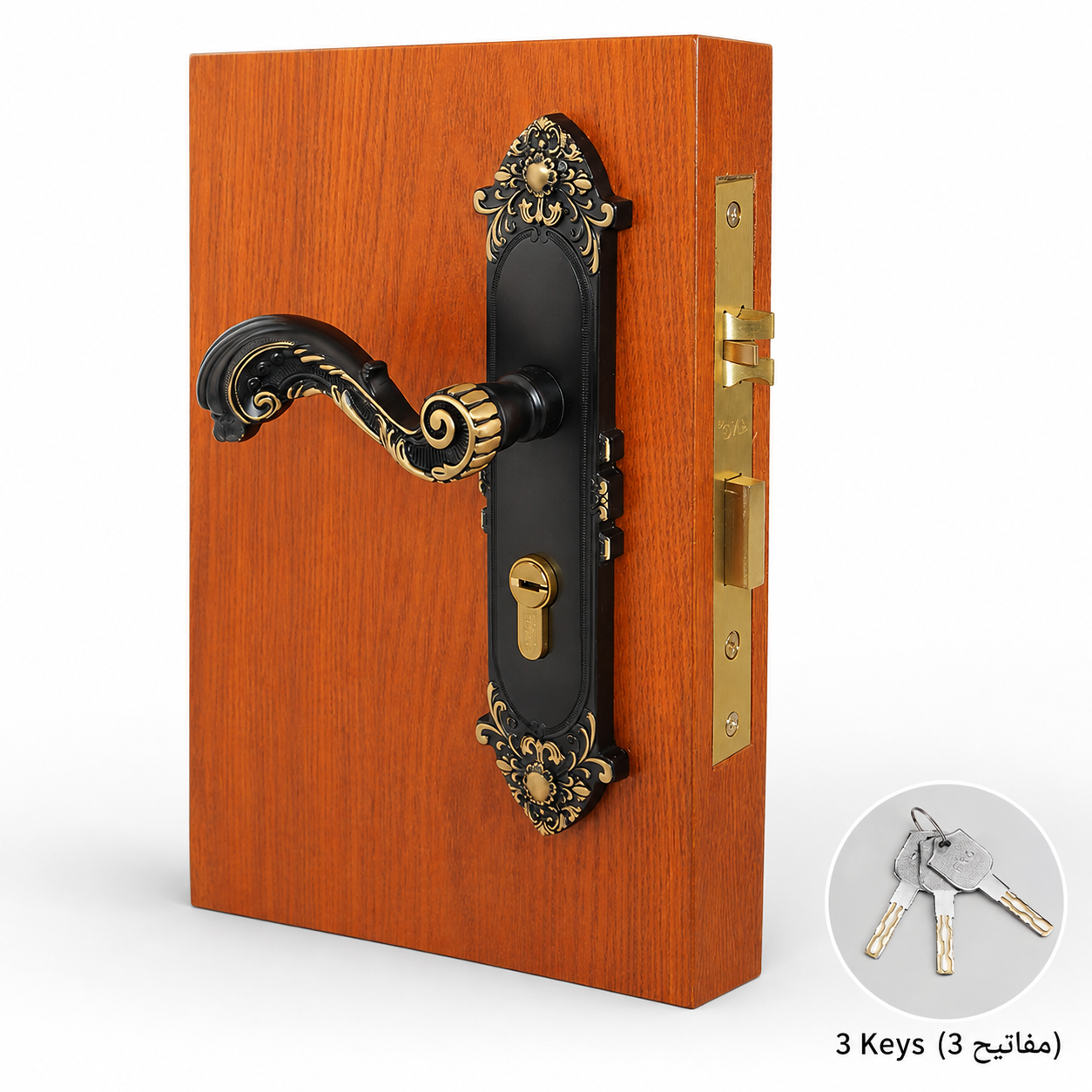 Door Locks, Levers & Stops T6008 in Solid brass for doors and door hardware projects, product number T6008, T6008 - Black antique bronze - Left opening